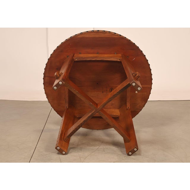 Stickley Commemorative Leather-Top Round Oak Library Table For Sale - Image 15 of 18