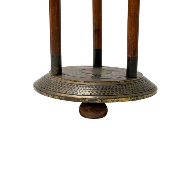 Vienna Secession Pedestal in Walnut and Patinated Brass, 1900s For Sale - Image 3 of 11