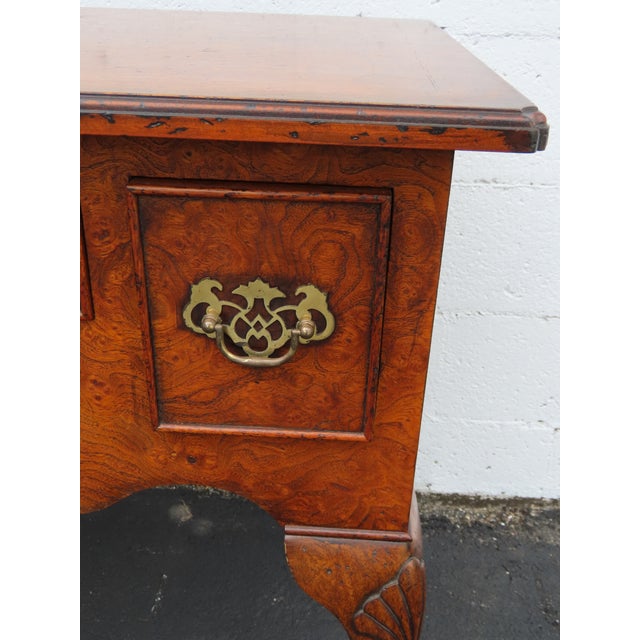 Early 1900s Ball and Claw Feet Burlwood Writing Office Desk 6392 For Sale - Image 15 of 18