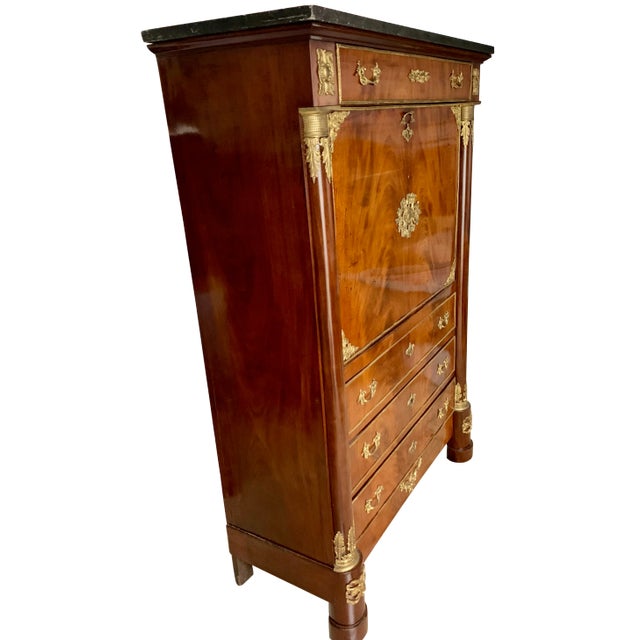Late 19th Century 19th Century Empire Flamed Mahogany Secrétaire à Abattant Secretary Desk For Sale - Image 5 of 12