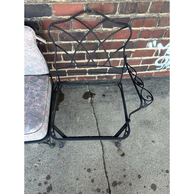 Black Vintage Woodard Six Piece Sectional Sofa Wrought Iron Patio Furniture, Attributed For Sale - Image 8 of 9