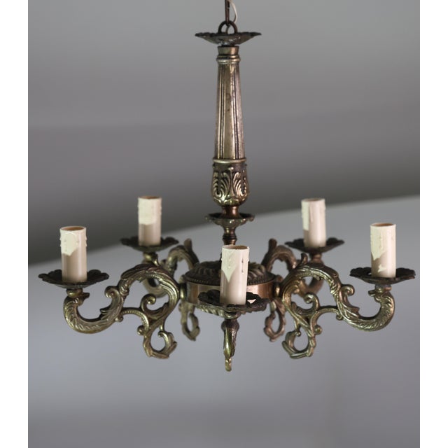 1960s Vintage Brass Chandelier, 1960s For Sale - Image 5 of 14