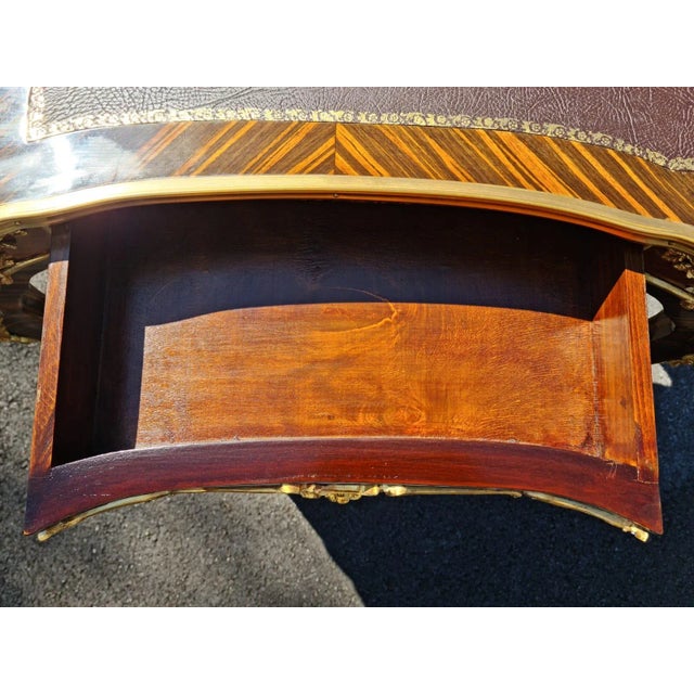 Elegant Lady French Style Marquetry Gilt Bronze Desk/Table With Clock for Home and Office. For Sale - Image 10 of 13