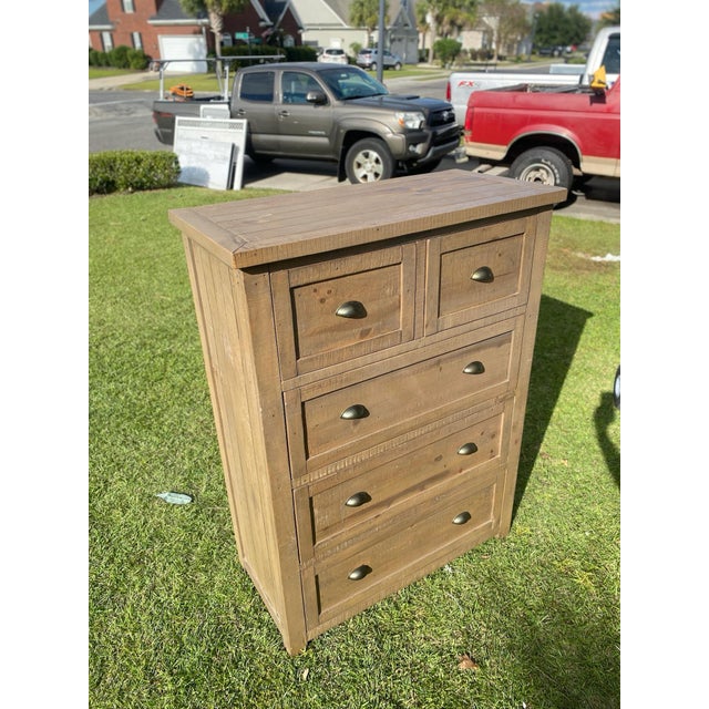 Farmhouse 2010s Rustic Farmhouse Tallboy Dresser For Sale - Image 3 of 6