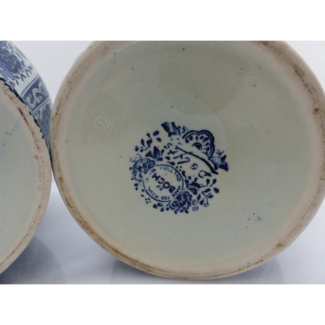 Large 18th-Century Blue and White Delft Covered Pots, 1950s, Set of 2 For Sale - Image 9 of 11