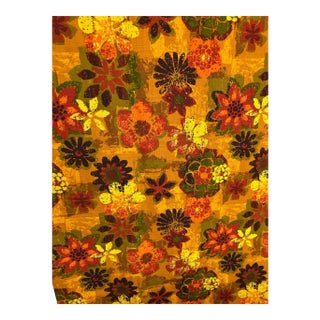 VTG 8 Yards Continuous Deadstock 5th Avenue Design Inc. Flower Power Hawaiian Floral Barkcloth Fabric For Sale