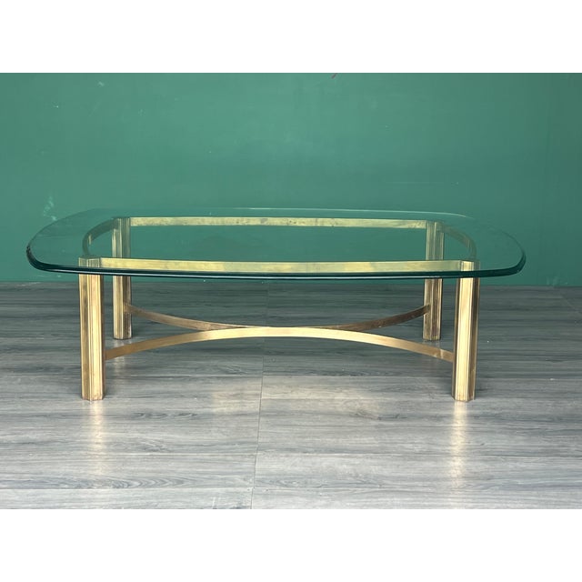 Mastercraft Mid-Century Mastercraft Brass Coffee Table With Glass Top For Sale - Image 4 of 16