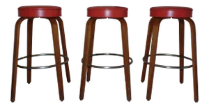 Vintage Mid Century Modern Thonet Bentwood Counter Bar Stools-Set of 3