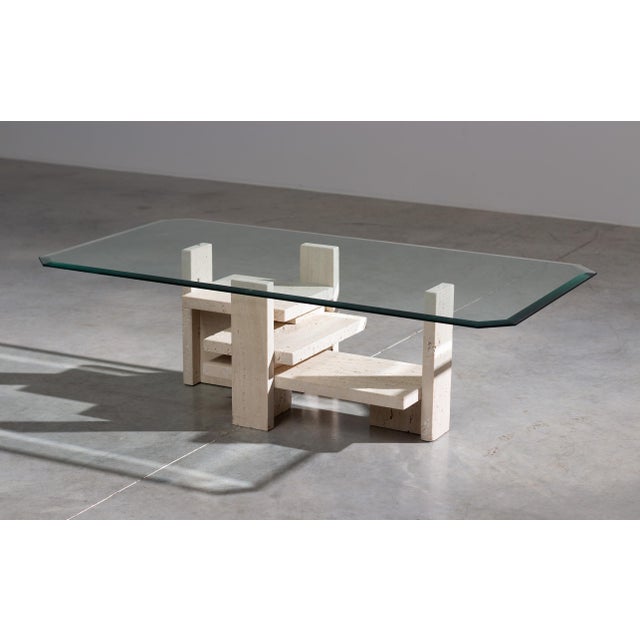 Stone Vintage Architectural Travertine Coffee Table by Willy Ballez, 1970s For Sale - Image 7 of 7