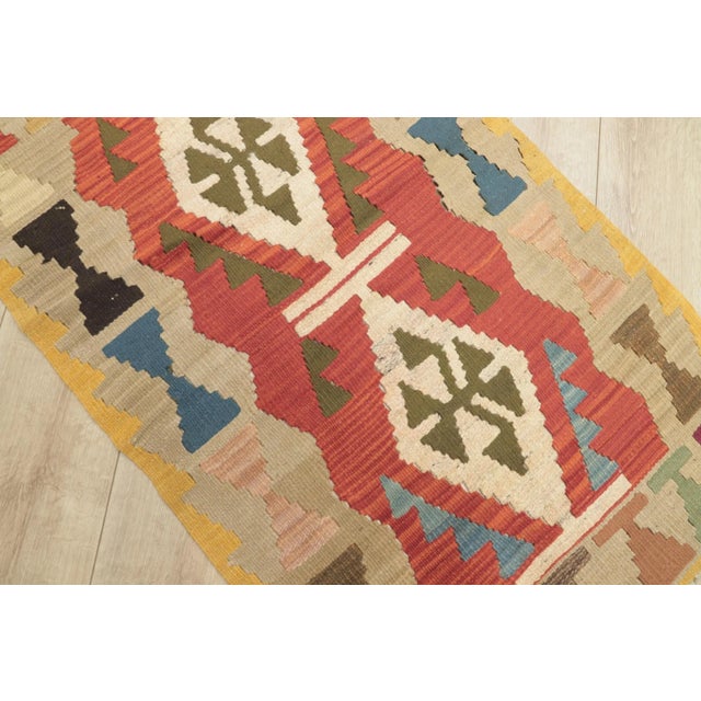 1990s Rustic Beige Hand Knotted Kilim For Sale - Image 11 of 13