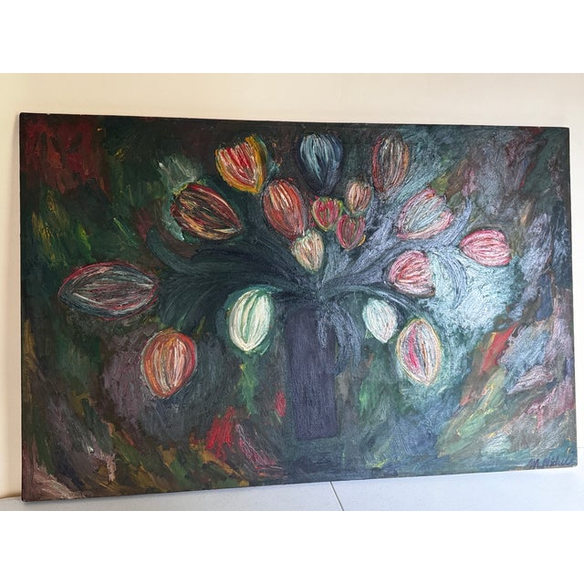 Green Flowers for My Mom Contemporary Original Oil Painting by Monique Nichols For Sale - Image 8 of 12