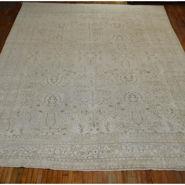 Zabihi Collection Large White Antique Persian Tabriz Rug For Sale - Image 12 of 12