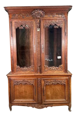 Early 19th Century French Walnut Buffet With Upper Glass Cabinet