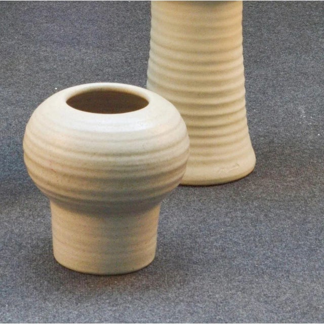 Group of Tall Studio Pottery Chalk White Floor Vases, Set of 3 For Sale - Image 10 of 14