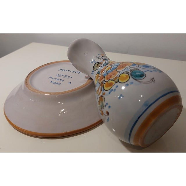 Vintage 1960 ceramic pitcher and plate set by Lufeco, Manises, Valencia. Hand-painted in 1960, these pieces are in perfect...