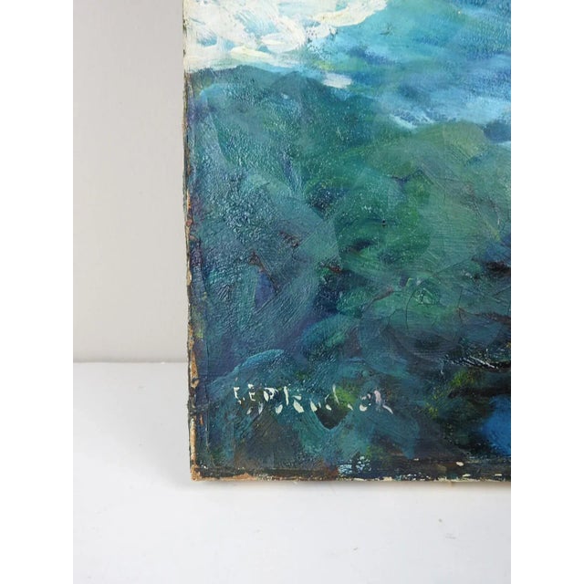 Vintage early 20th century oil on canvas coastal seascape painting by Charles Rodick (Canadian-American, 1874-1940)....