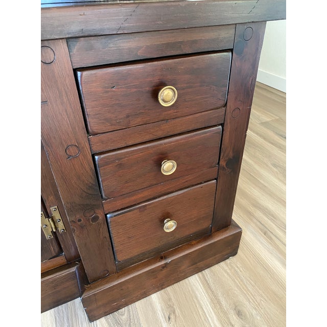 Vintage Heywood-Wakefield Dark Wood Dresser With Architectural Mirror For Sale In Portland, OR - Image 6 of 13