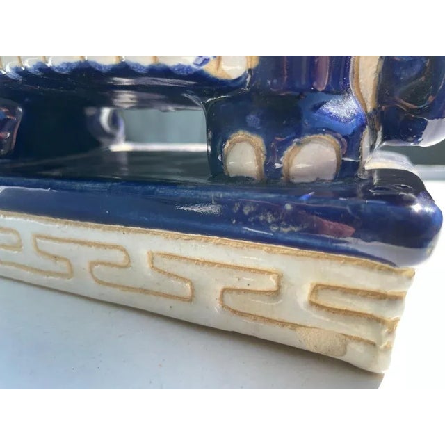 Hollywood Regency Chinese Blue Elephant Garden Plant Stand For Sale - Image 10 of 11