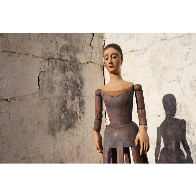 18th Century Portuguese Baroque Santos Cage Doll With Glass Eyes, Virgin, Mannequin For Sale - Image 16 of 18