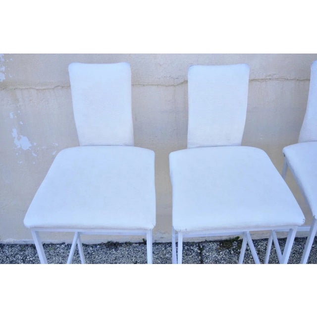 Late 20th Century Minson Ent. Contemporary Modern White Metal Sculpted Barstools Chair - Set of 4 For Sale - Image 11 of 12