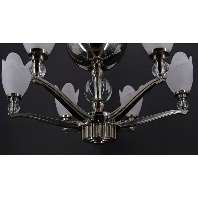 Gray Art Deco Modernist Chrome Chandelier, France, 1930s For Sale - Image 8 of 18