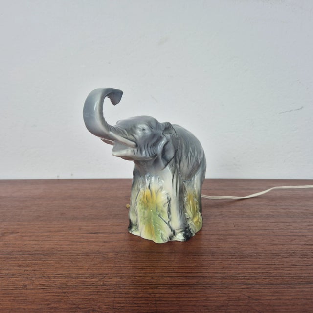 Mid-Century Porcelain Elephant Table Lamp, 1950s For Sale - Image 6 of 13