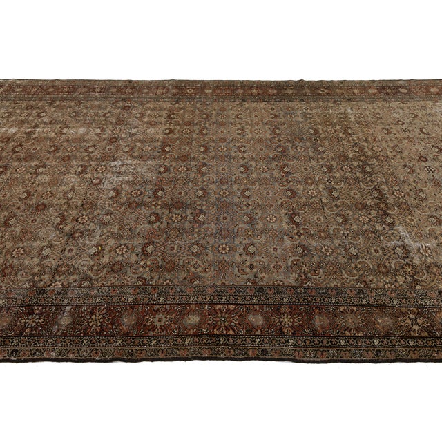 Antique Hamadan Wool Rug | Distressed Muted Earth Tones Oversized Runner / Gallery Rug For Sale In New York - Image 6 of 11