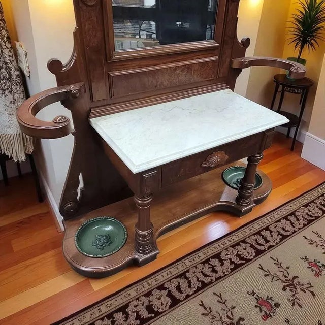 1880's Victorian Eastlake-Style Walnut Hall Tree For Sale - Image 11 of 12