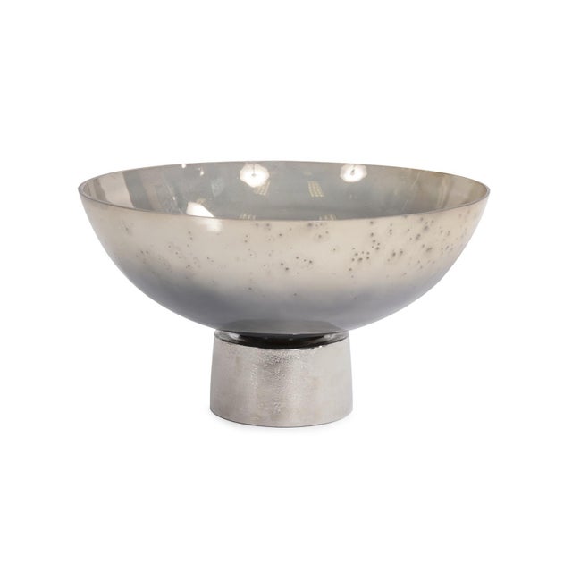 Contemporary Round Grotto Glass Footed Bowl For Sale - Image 3 of 11