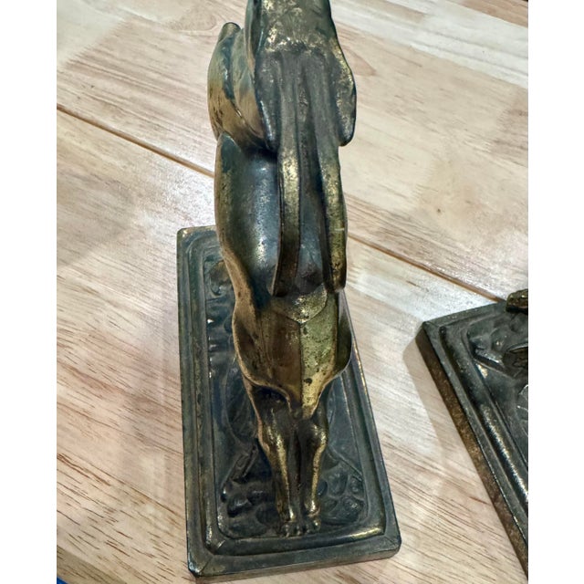 1930s Art Deco Cast Iron Leaping Gazelle Bookends by Littco - A Pair For Sale In Tampa - Image 6 of 12