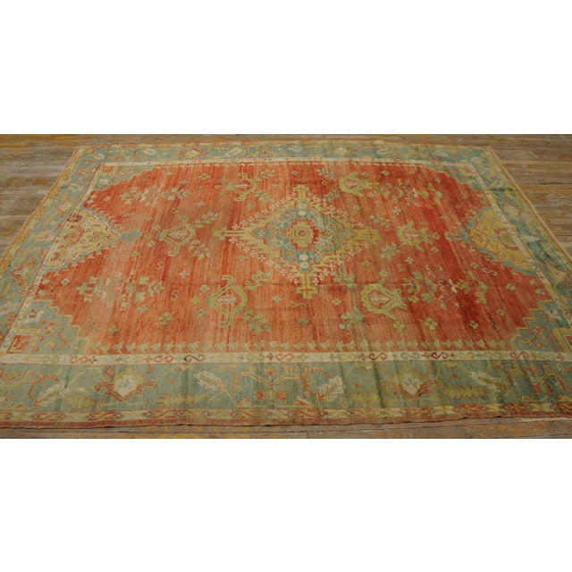 Rustic Soft Small Scale Medallion/Crest Design Antique Rustic Turkish Oushak Decorative For Sale - Image 3 of 12