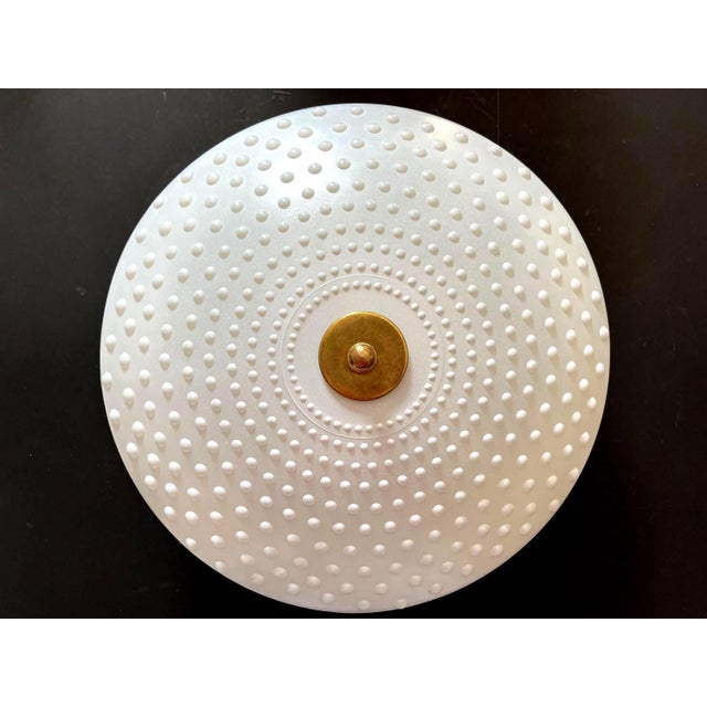 Metal Hobnail Frosted Glass Ceiling Light For Sale - Image 7 of 12