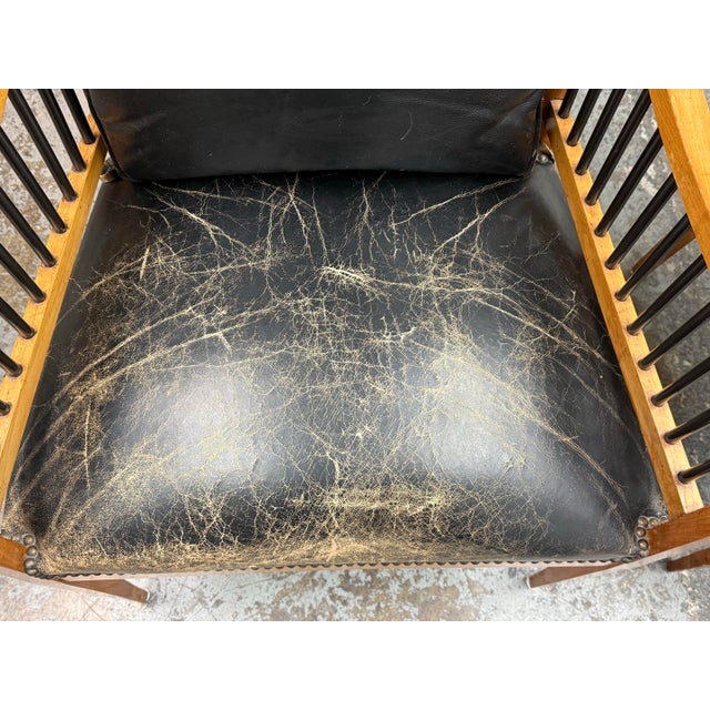 Brown Circa 1835 Austrian Biedermeier Cherry Wood + Leather Arm Chairs, Pair For Sale - Image 8 of 12