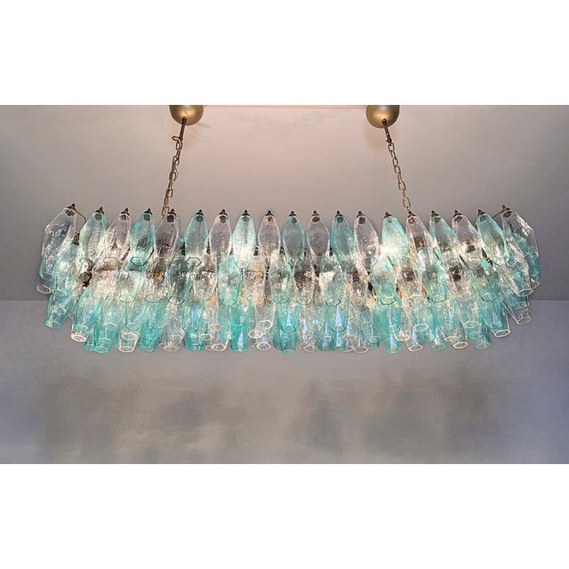 Turquoise and Clear Murano Glass Poliedri Chandelier by Carlo Scarpa For Sale - Image 11 of 18