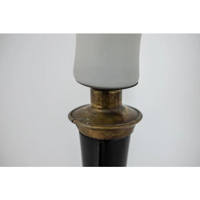 Large Italian Opal Glass and Wood and Brass Table Lamp For Sale - Image 6 of 18