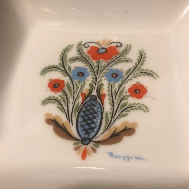 Hand screened quality product as marked on bottom. 1968 fine porcelain china Ashtray with beautiful floral focal front...