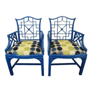 Pair of Chinese Chippendale Style Chairs For Sale