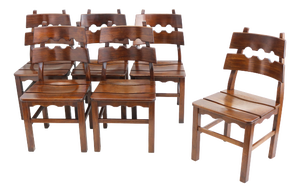 Brutalist Razor Back Chairs by Henning Kjaernulf, 1970, Set of 6