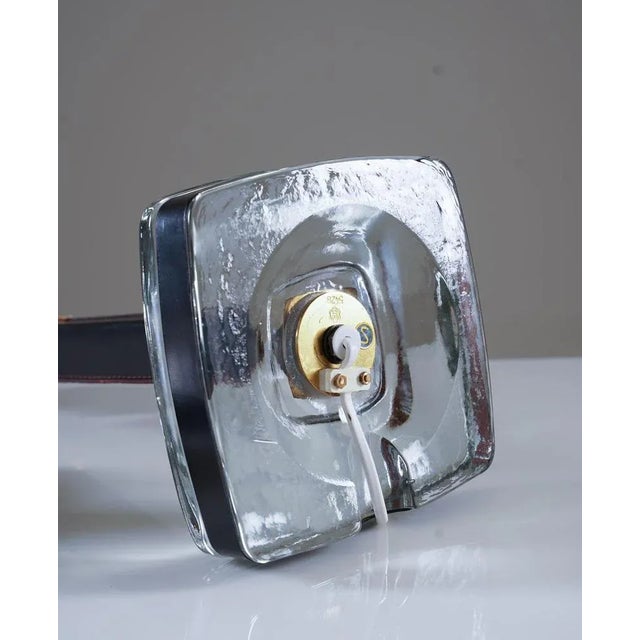 Metal Mid-Century Swedish Table Lamps in Glass and Leather, 1960s, Set of 2 For Sale - Image 7 of 8