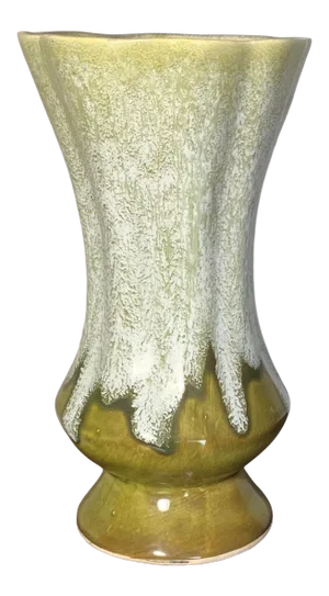 Vintage Mid Century Modern Olive Green Ceramic Vase