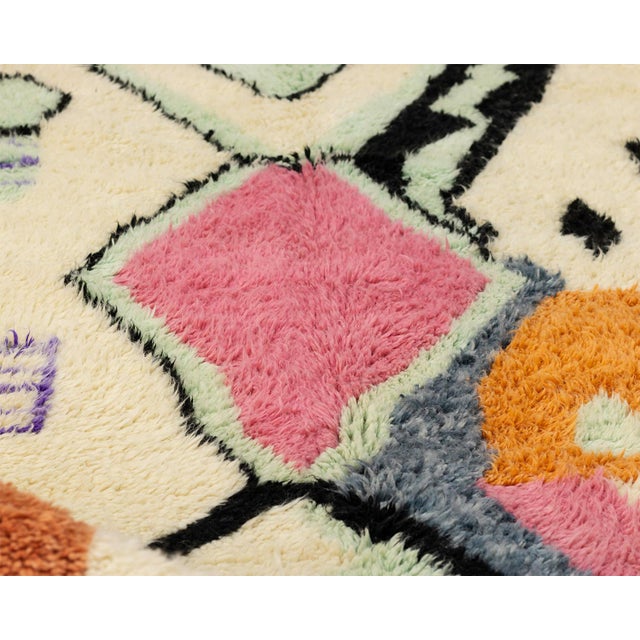 Textile Premium Hand-Knotted Moroccan Wool Rug | 8'3" X 5'5" | One of a Kind For Sale - Image 7 of 7