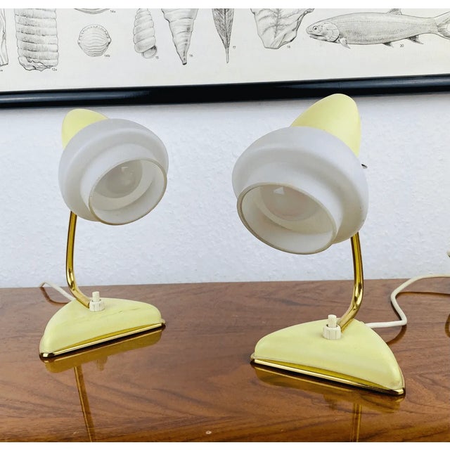 Vintage Italian Golden Yellow Bedside Lamps, 1950s, Set of 2 For Sale - Image 4 of 10
