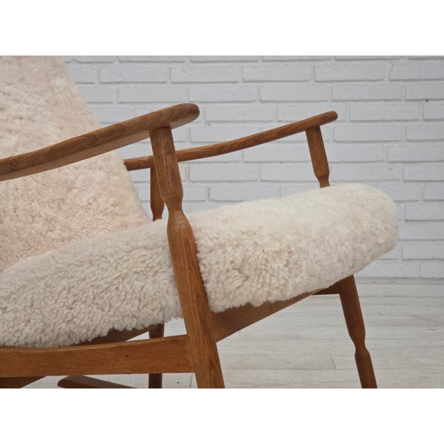 Vintage Danish Rocking Chair in Sheepskin, 1970s For Sale - Image 12 of 18