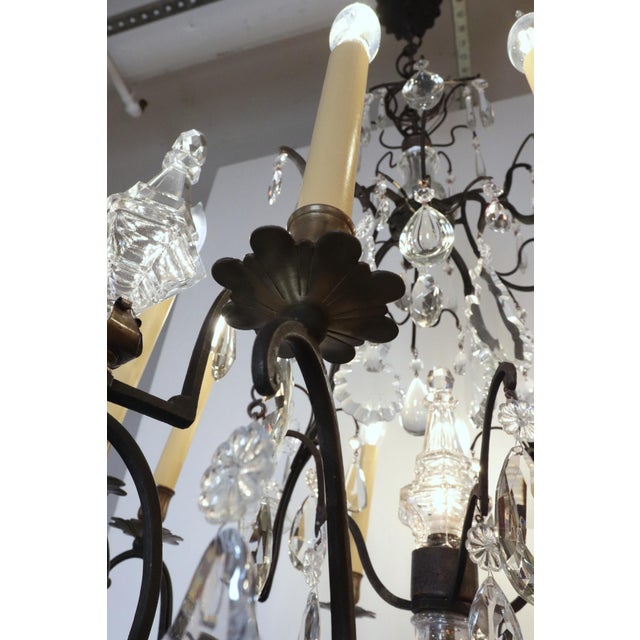 Antique French 12 Arm Bronze & Crystal Chandelier For Sale - Image 14 of 14