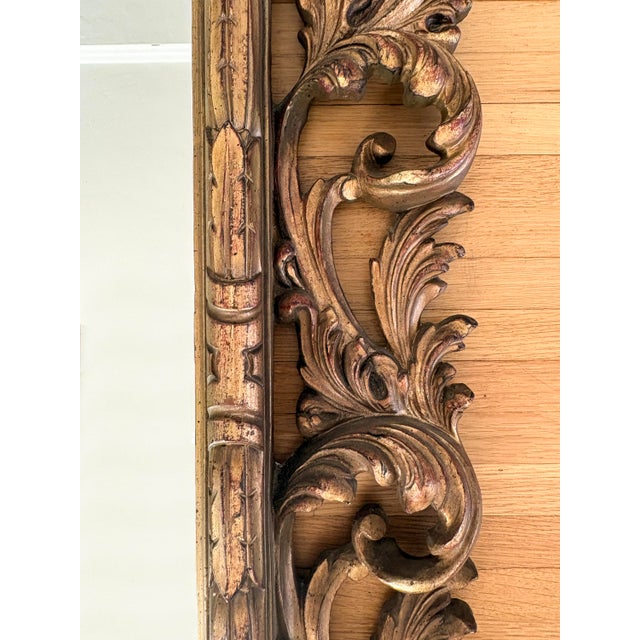 Mid 20th Century Vintage 20th Century Large Gilt Rococo Carved Mirror For Sale - Image 5 of 14