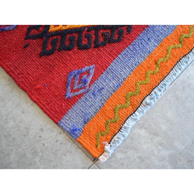 Textile Vintage Turkish Kilim Hand Woven Braided Rug For Sale - Image 7 of 8