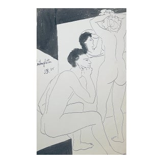 1955 Contemplation Watercolor by James Bone For Sale