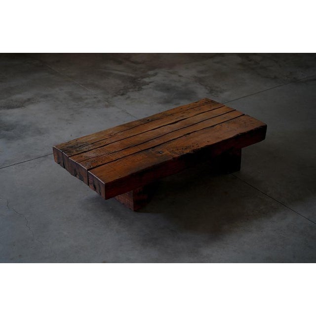 Wood Large Vintage Dutch Rustic Coffee Table in Oak, 1960s For Sale - Image 7 of 7