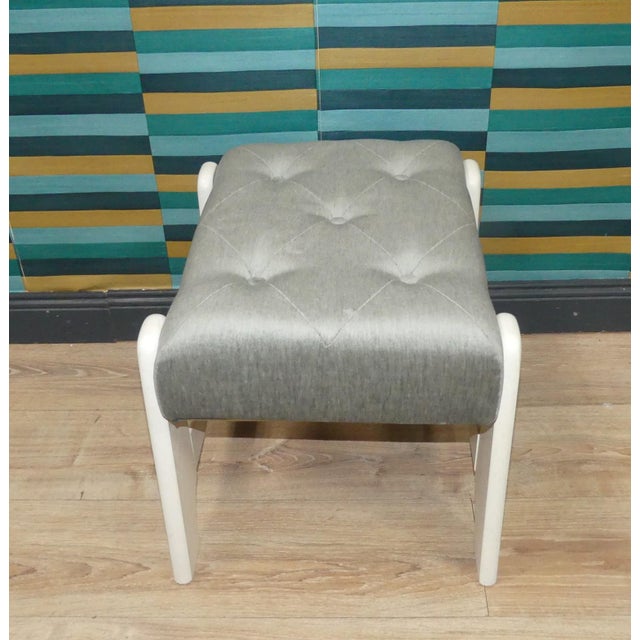Mid-Century Modern Wood and Fabric Folding Stool, 1970s For Sale - Image 3 of 8