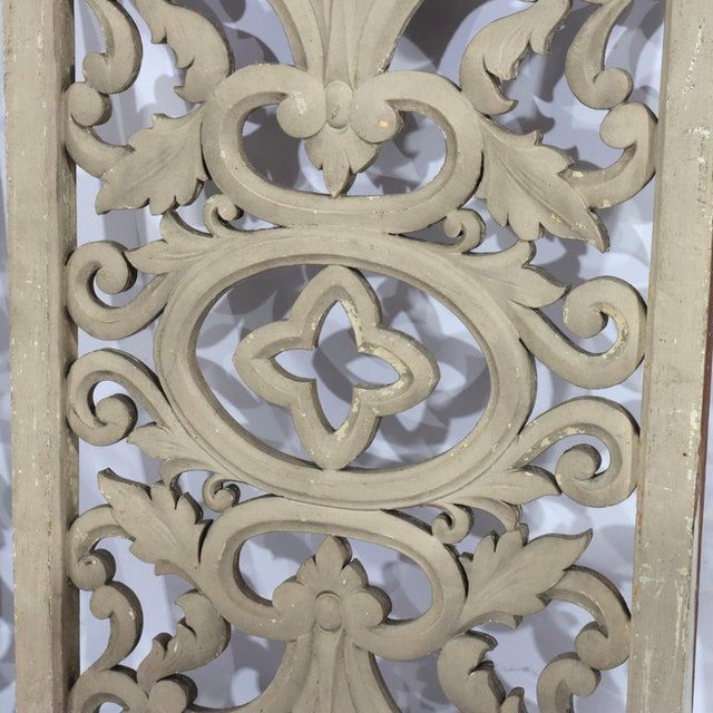 Beige Vintage Carved Wood Architectural Grates 20thC For Sale - Image 8 of 8